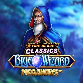 Fire Blaze Blue Wizard Megaways online game logo by Rarestone Gaming on ally-spins.gr